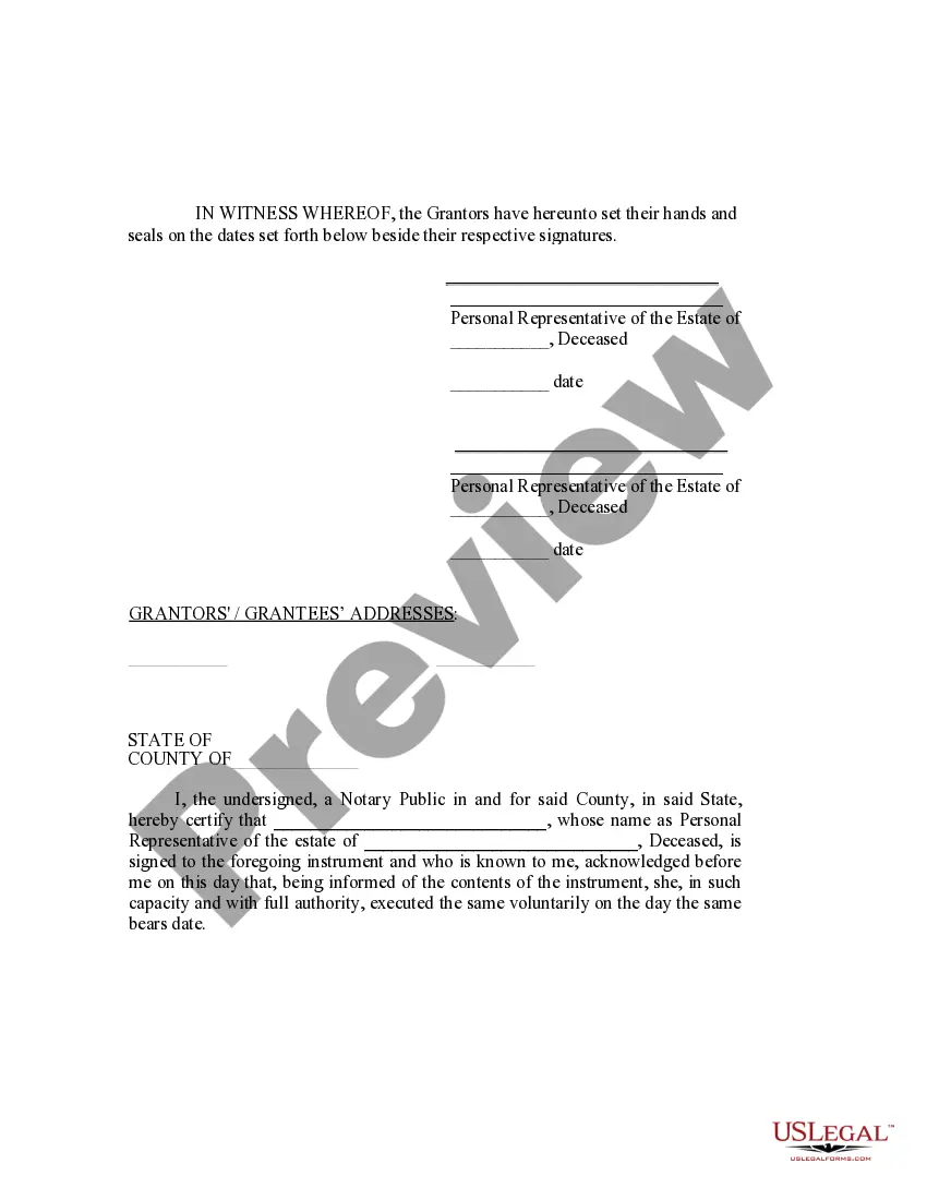 Preview Personal Representative's Deed