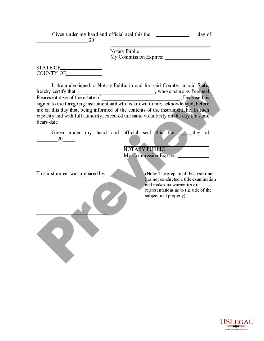 Preview Personal Representative's Deed