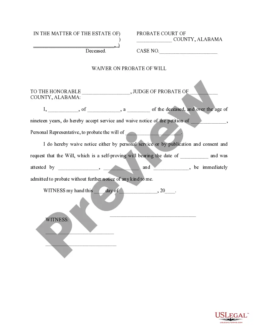 Get Petition for Probate of Self Proving Will and Waiver Preview Petition for Probate of Self Proving Will and Waiver