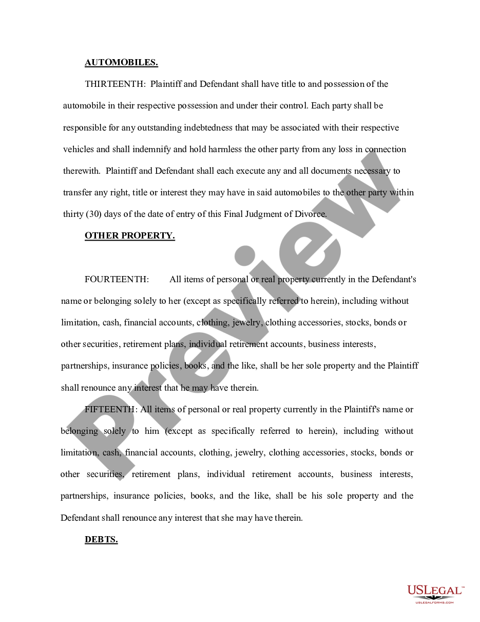 page 5 Final Judgment of Divorce preview