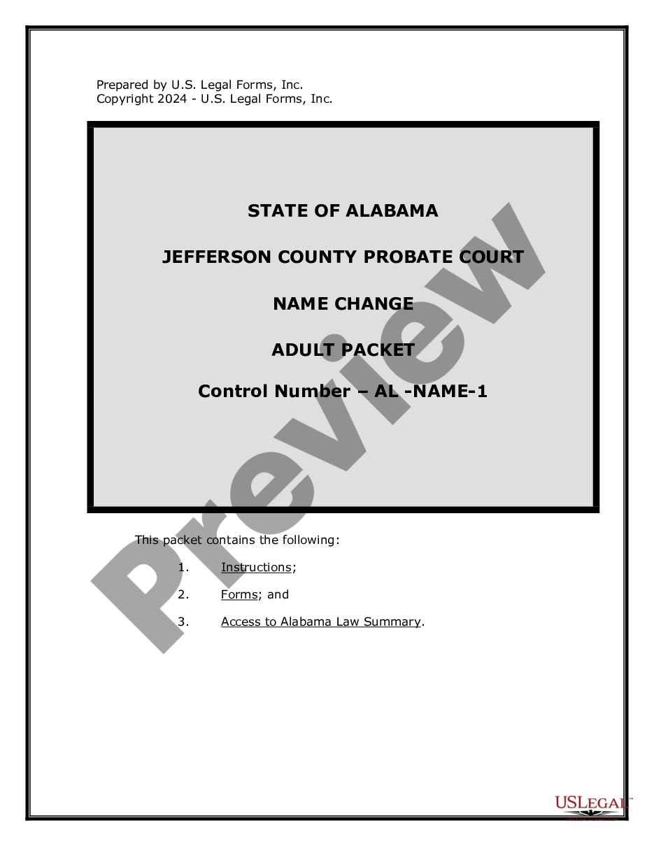 page 0 Name Change Instructions and Forms Package for an Adult <strong> ** Jefferson County ** </strong> preview