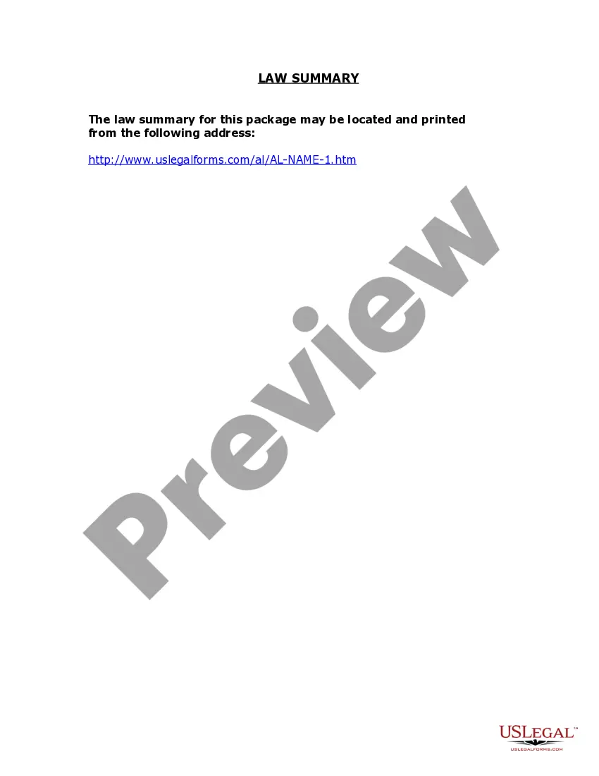 Preview Alabama Name Change Instructions and Forms Package for an Adult