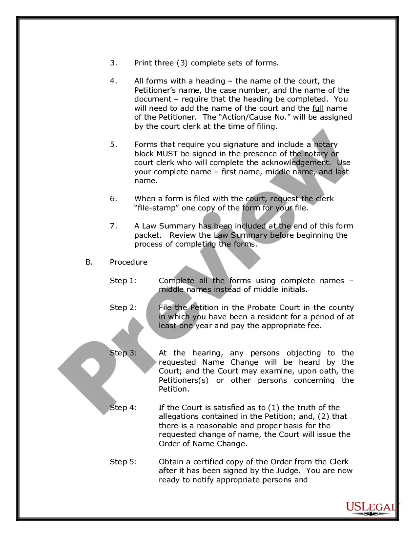Preview Alabama Name Change Instructions and Forms Package for a Family