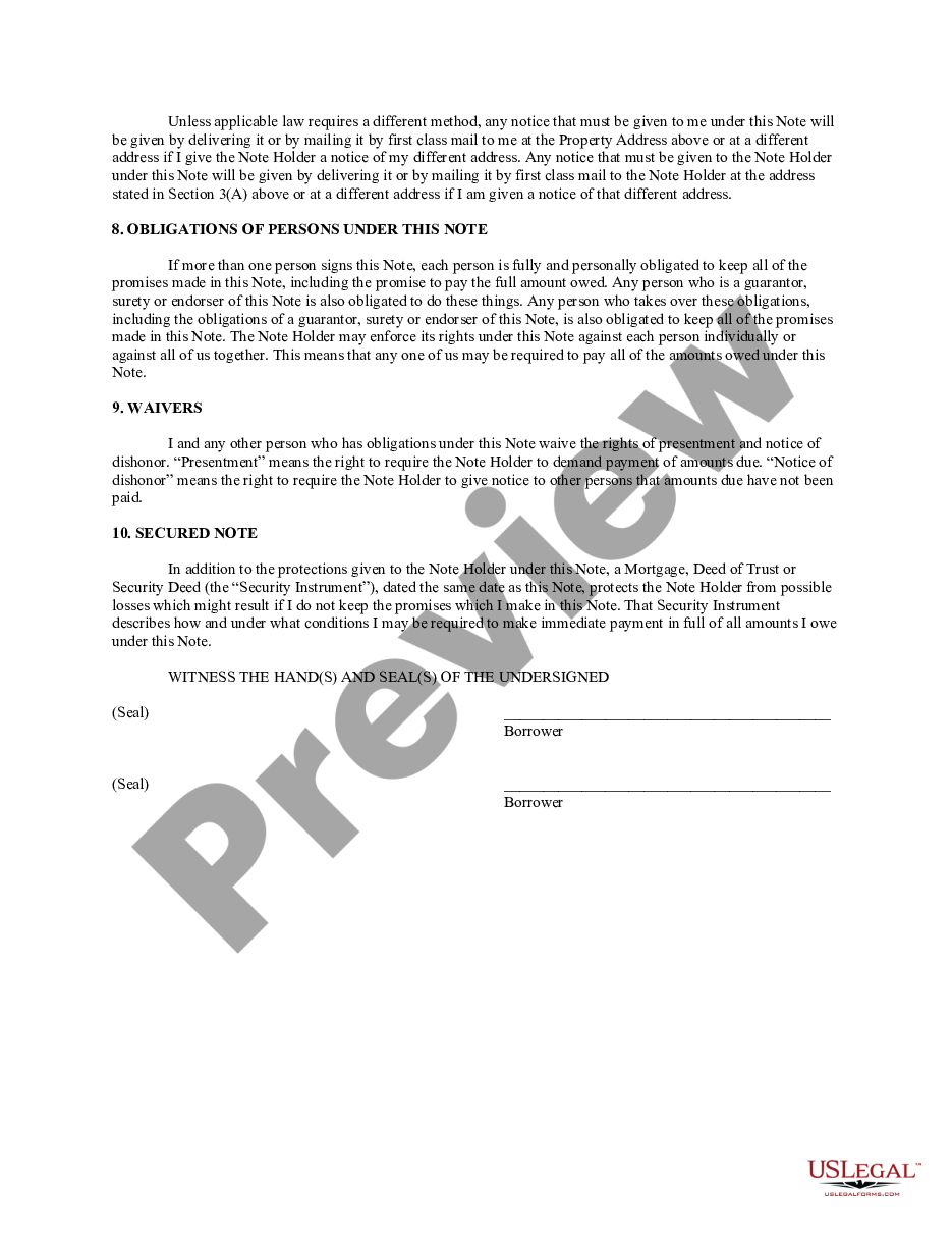 page 2 Alabama Installments Fixed Rate Promissory Note Secured by Residential Real Estate preview