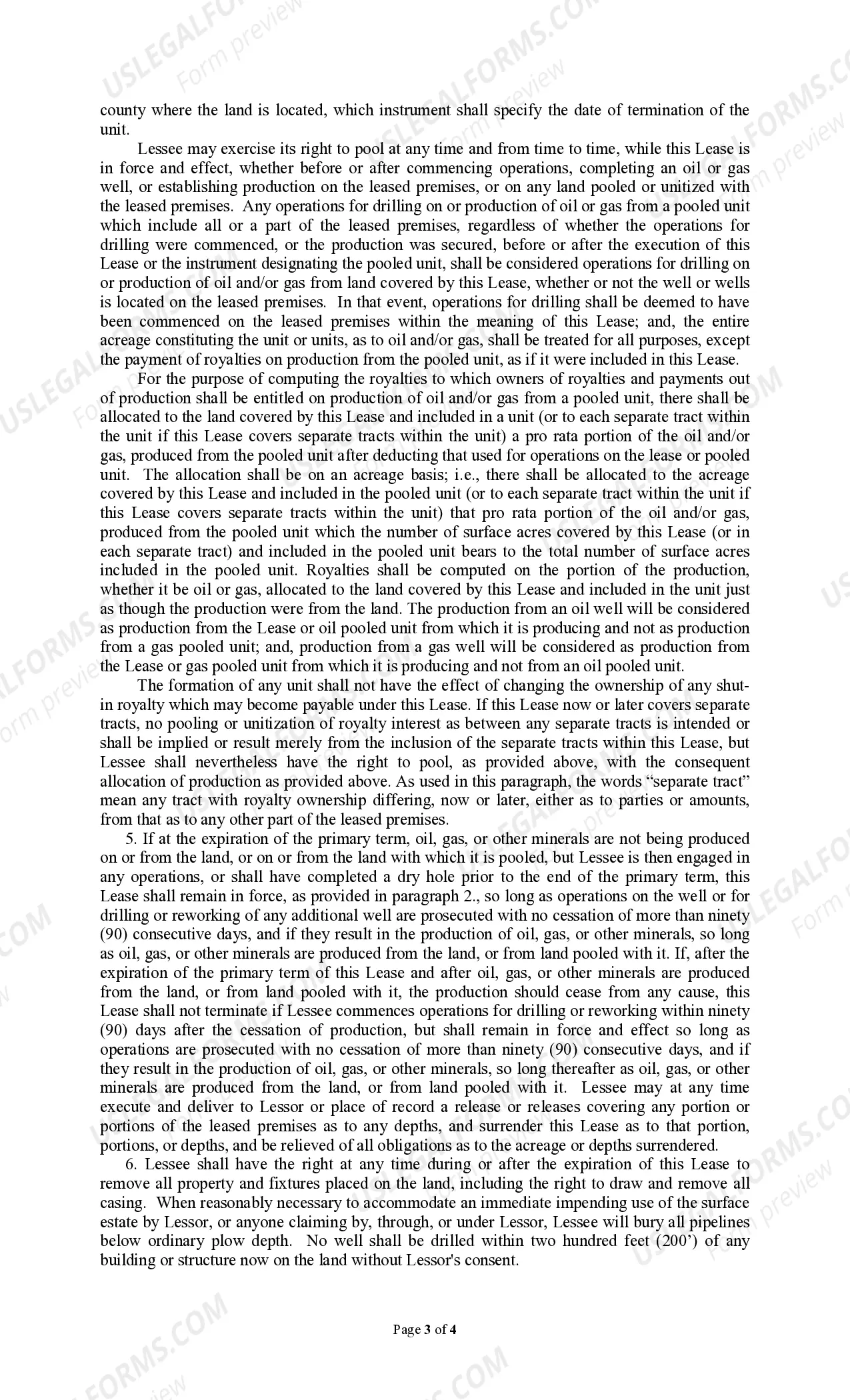 Preview Producers 88 Paid Up Lease Pooling Provision SP (4-75)