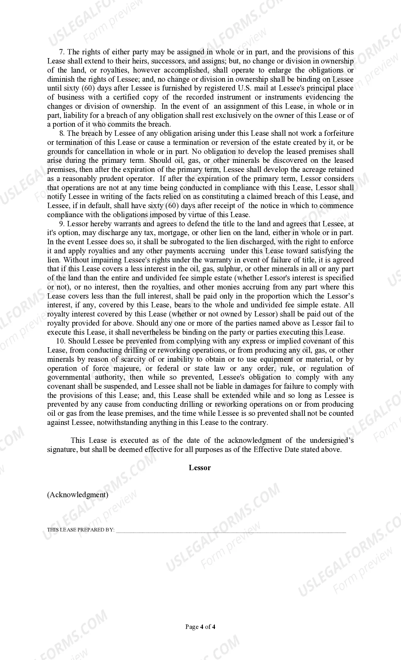 Preview Producers 88 Paid Up Lease Pooling Provision SP (4-75)