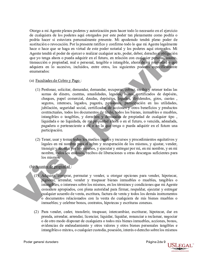 Preview Poder General Duradero para Bienes y Finanzas o Financiero Efectivo Inmediatamente