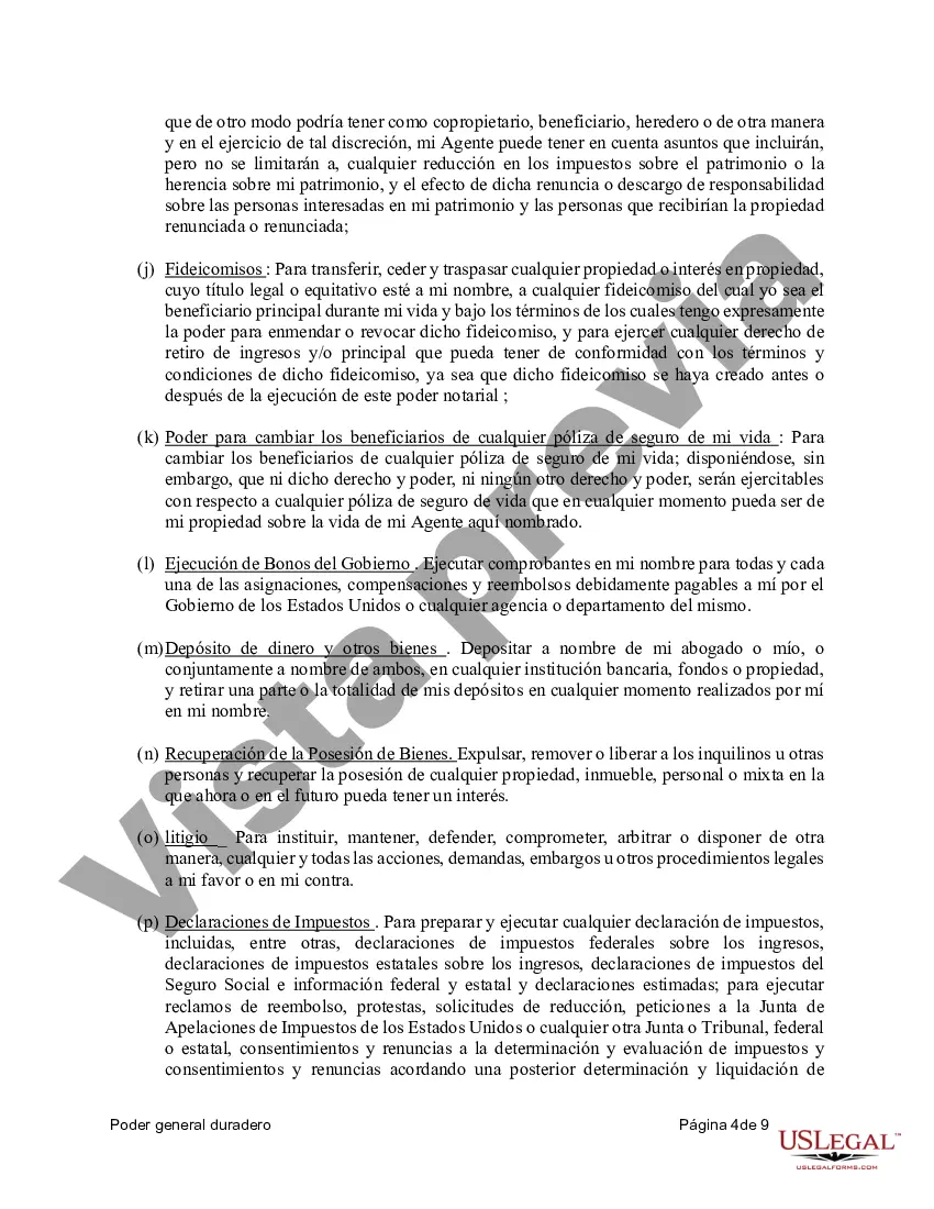 Preview Poder General Duradero para Bienes y Finanzas o Financiero Efectivo Inmediatamente