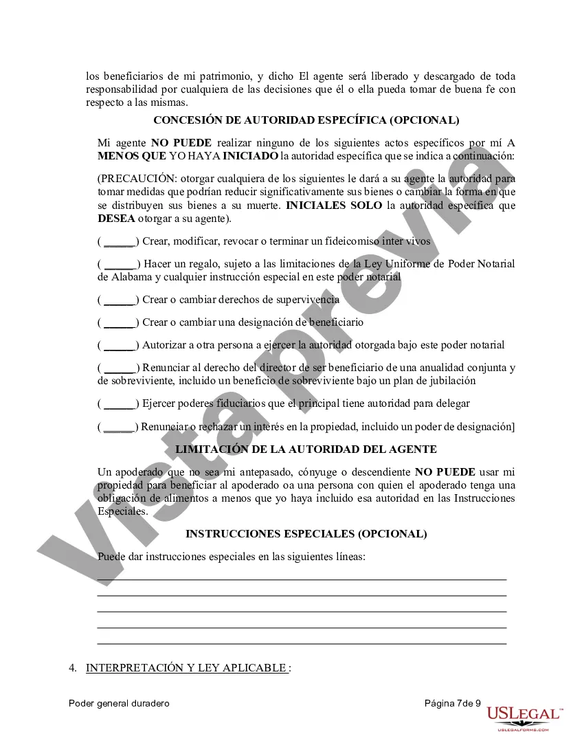 Preview Poder General Duradero para Bienes y Finanzas o Financiero Efectivo Inmediatamente