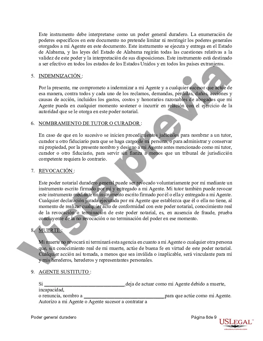 Preview Poder General Duradero para Bienes y Finanzas o Financiero Efectivo Inmediatamente