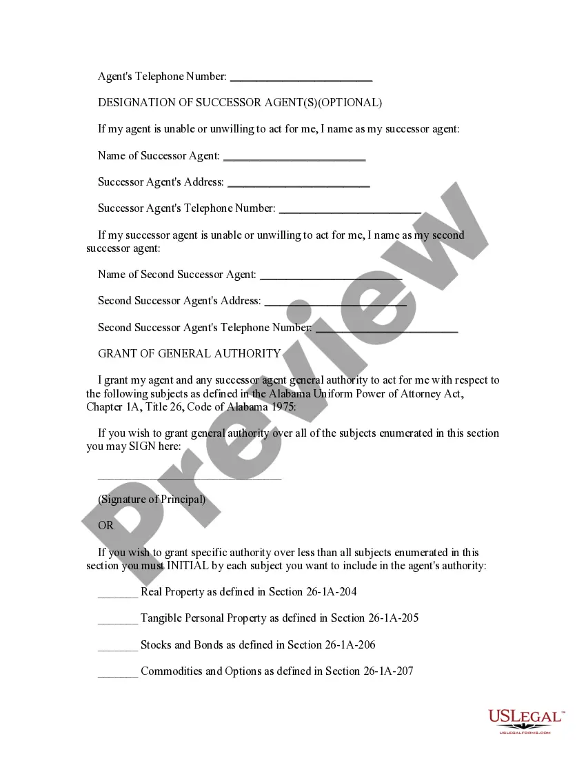 Preview Statutory General Power of Attorney Effective Immediately