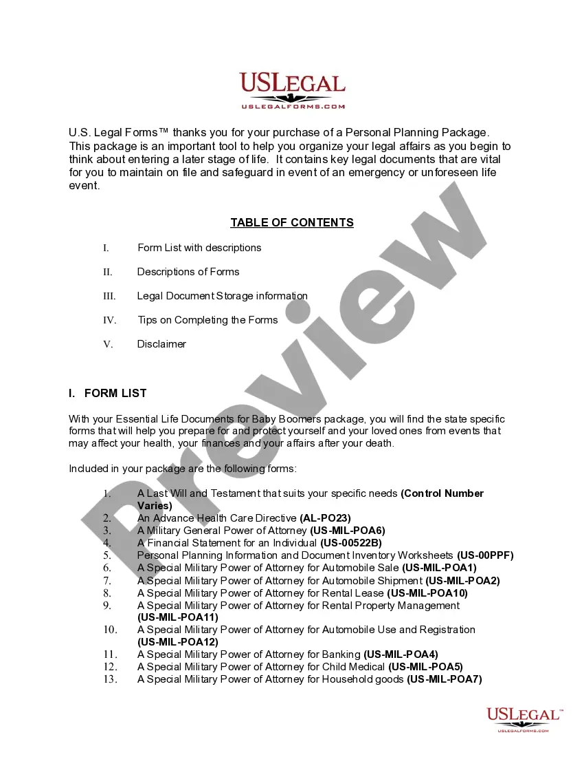 Preview Alabama Essential Legal Documents for Military Personnel