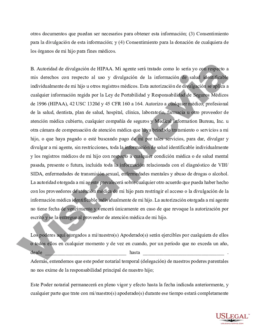 Preview Poder notarial para el cuidado y custodia de los hijos