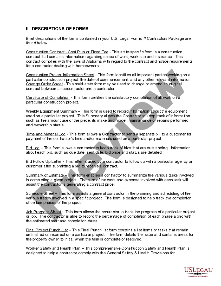 Preview Alabama Contractors Forms Package