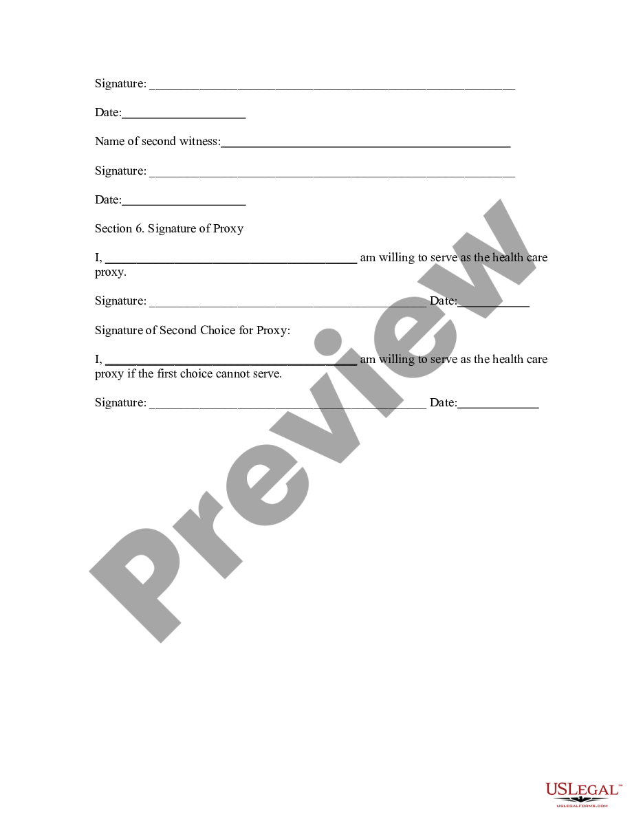 form Advance Health Care Directive - Living Will and Health Care Proxy - Statutory Form preview