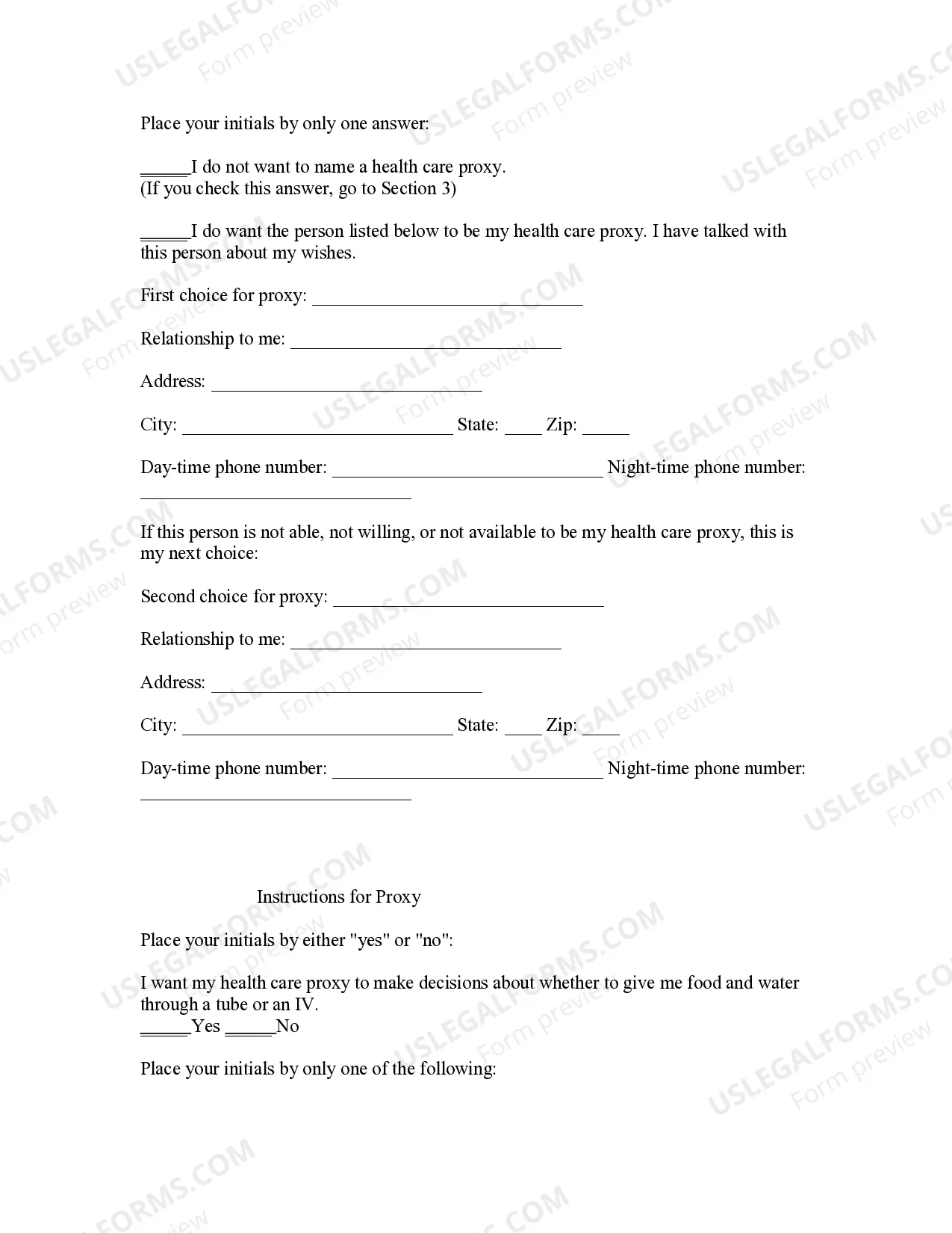 Preview Advance Health Care Directive - Living Will and Health Care Proxy - Statutory Form