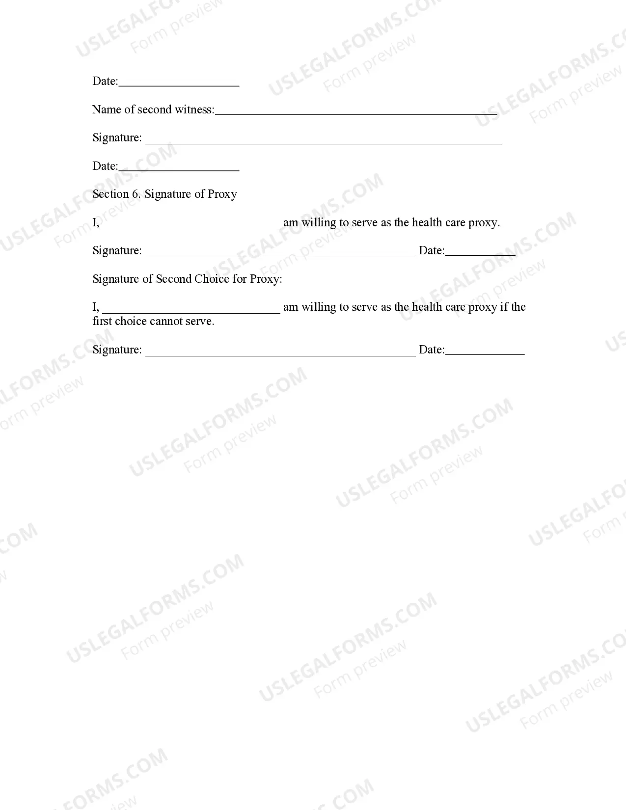 Preview Advance Health Care Directive - Living Will and Health Care Proxy - Statutory Form