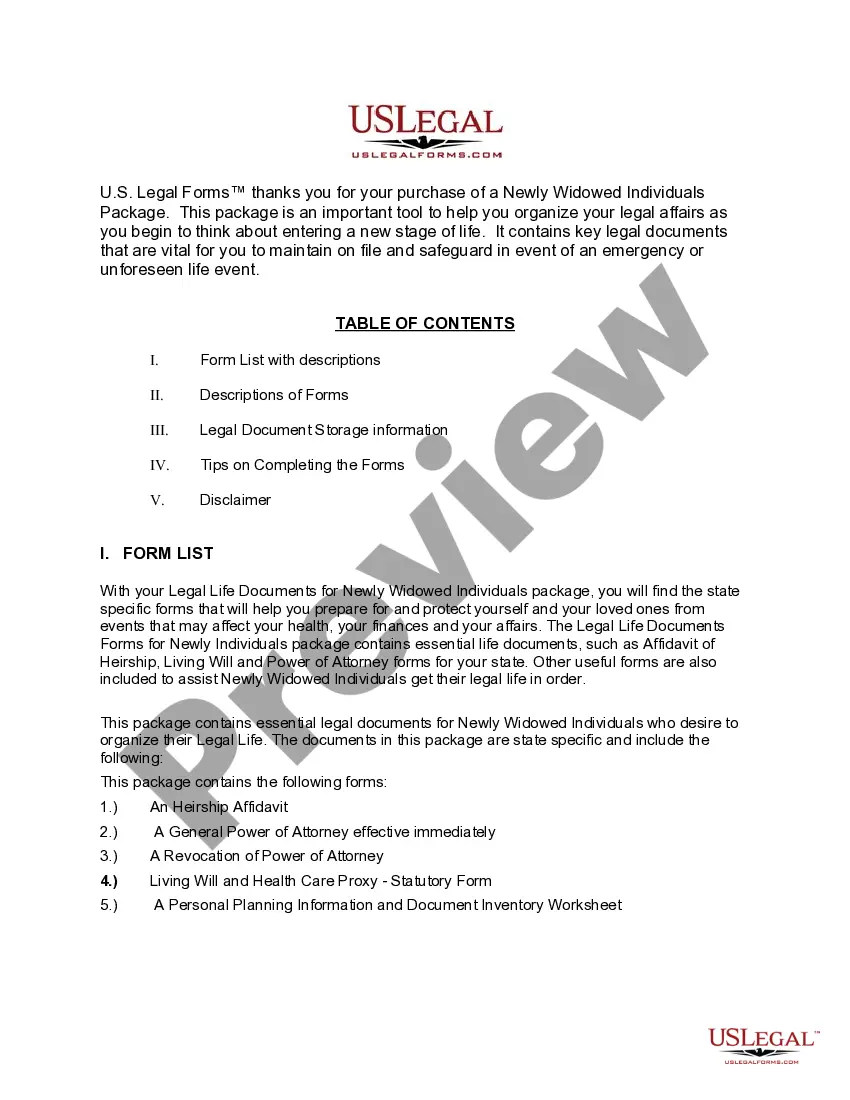 Preview Alabama Newly Widowed Individuals Package