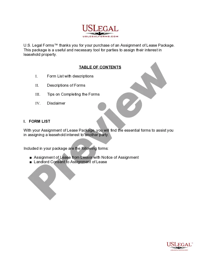 Preview Alabama Assignment of Lease Package