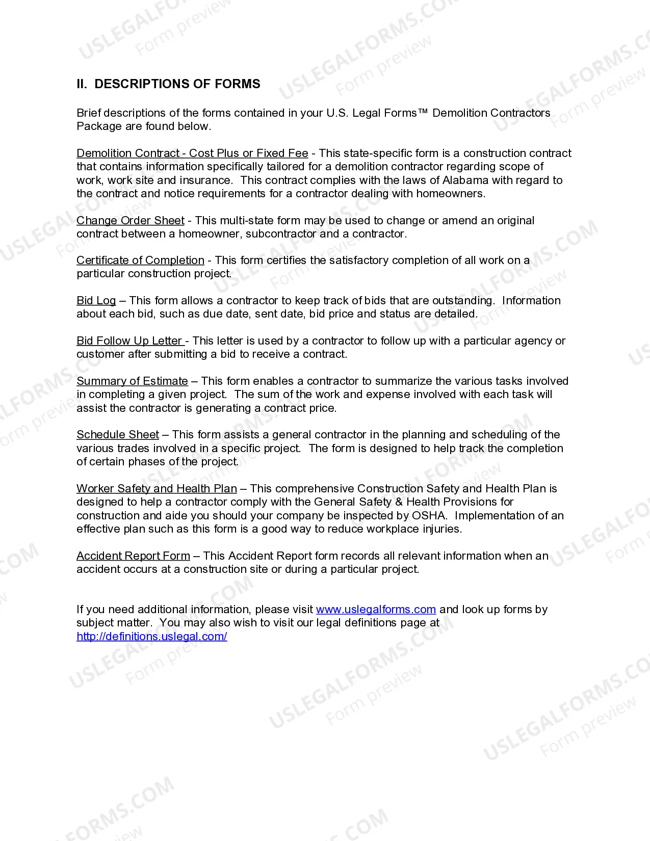 Preview Alabama Demolition Contractor Package