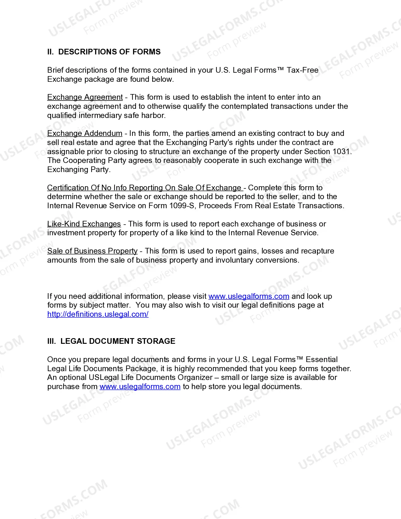 Preview Alabama Tax Free Exchange Package