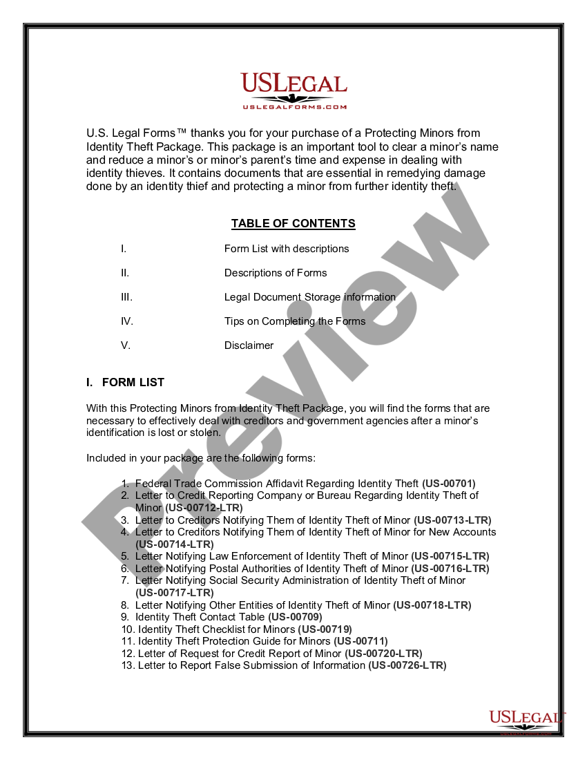 page 1 Protecting Minors from Identity Theft Package preview
