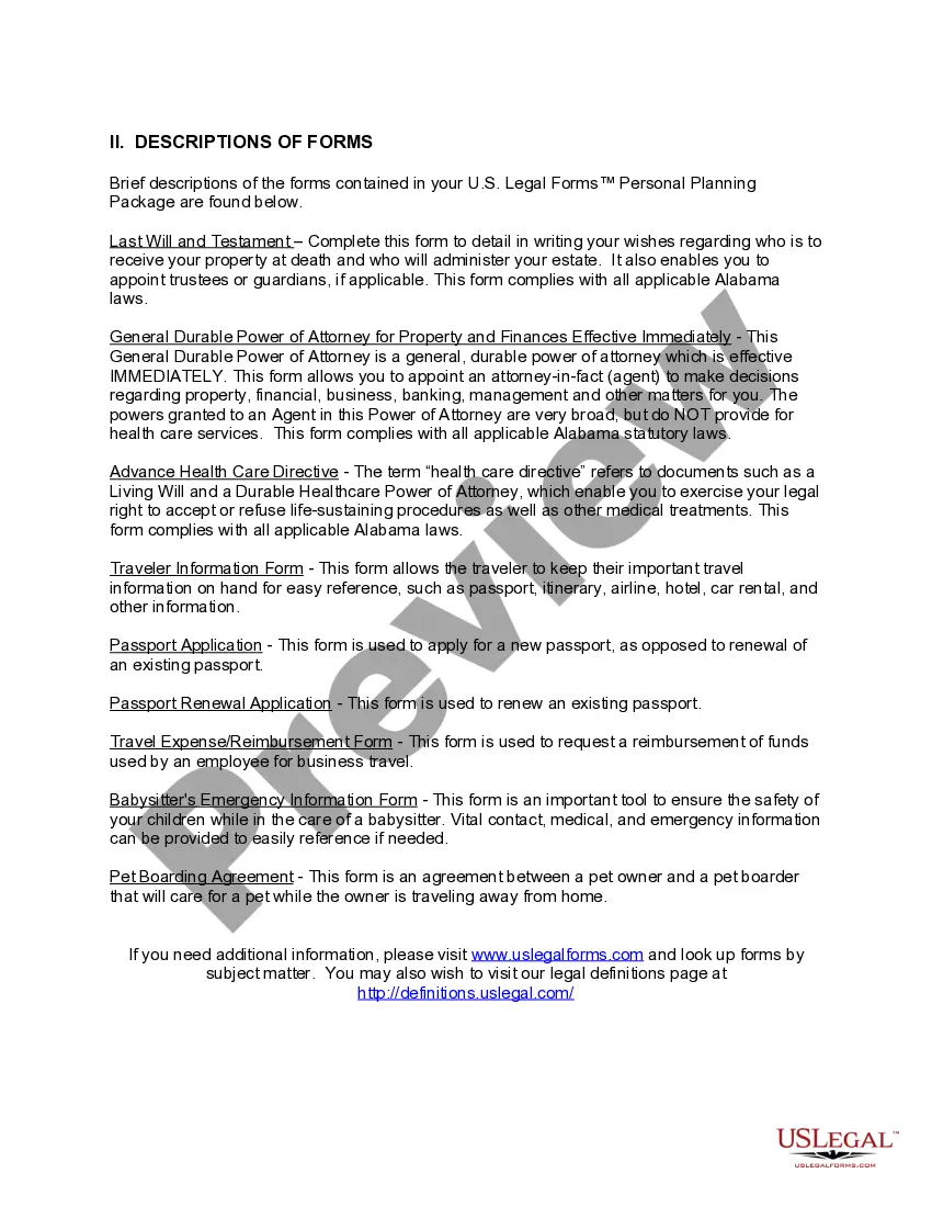 Preview Alabama Essential Documents for the Organized Traveler Package