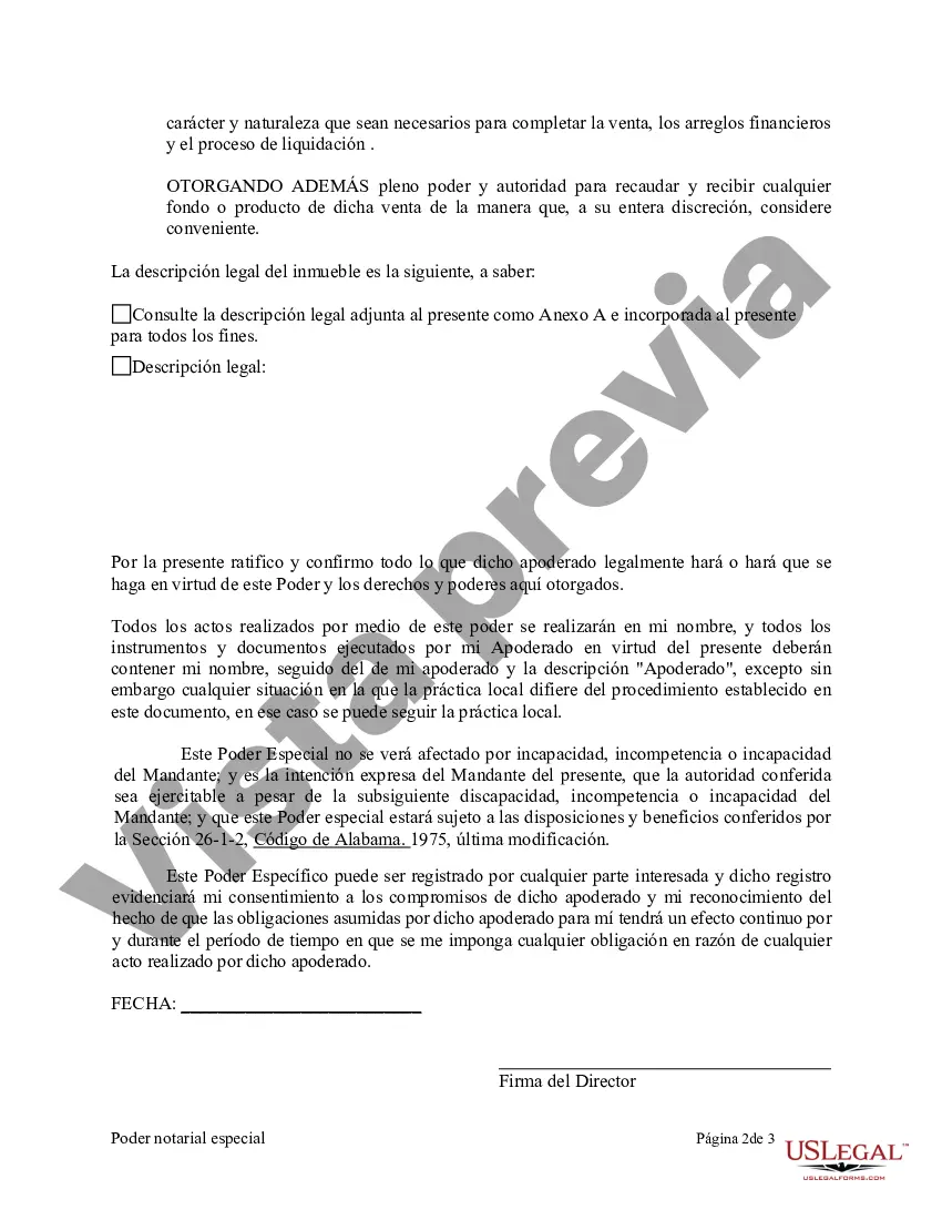 Preview Poder notarial especial o limitado para transacciones de venta de bienes raíces por parte del vendedor