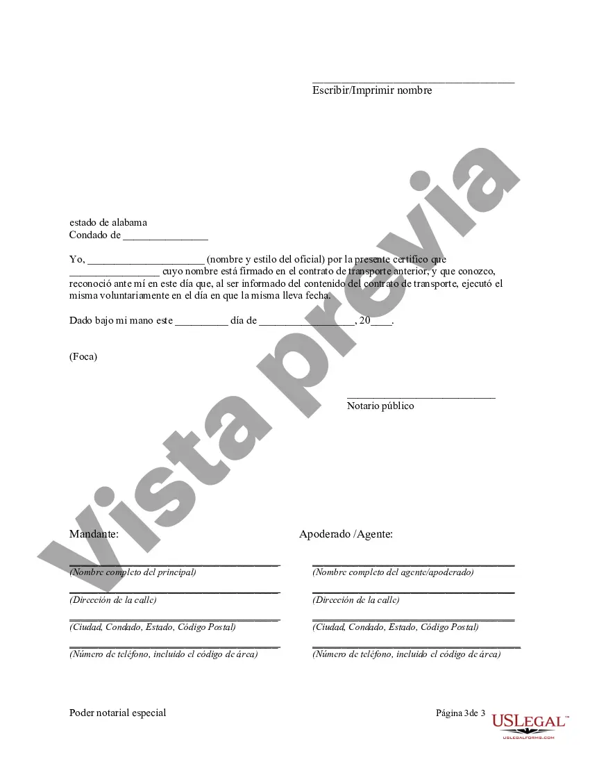 Preview Poder notarial especial o limitado para transacciones de venta de bienes raíces por parte del vendedor