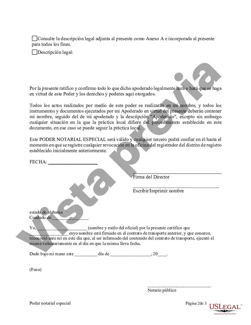 Preview Poder notarial especial o limitado para transacciones de compra de bienes raíces por parte del comprador