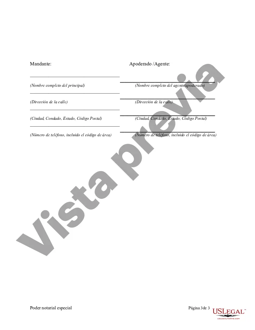 Preview Poder notarial especial o limitado para transacciones de compra de bienes raíces por parte del comprador