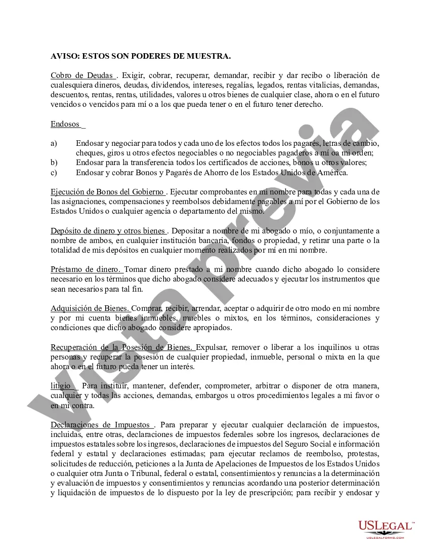 Preview Poder notarial limitado en el que se especifican poderes con ejemplos de poderes incluidos