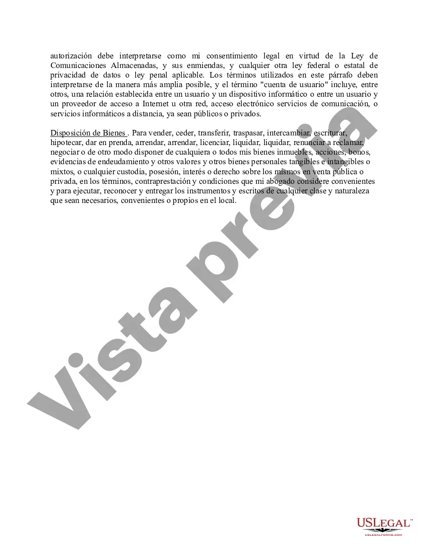 Preview Poder notarial limitado en el que se especifican poderes con ejemplos de poderes incluidos