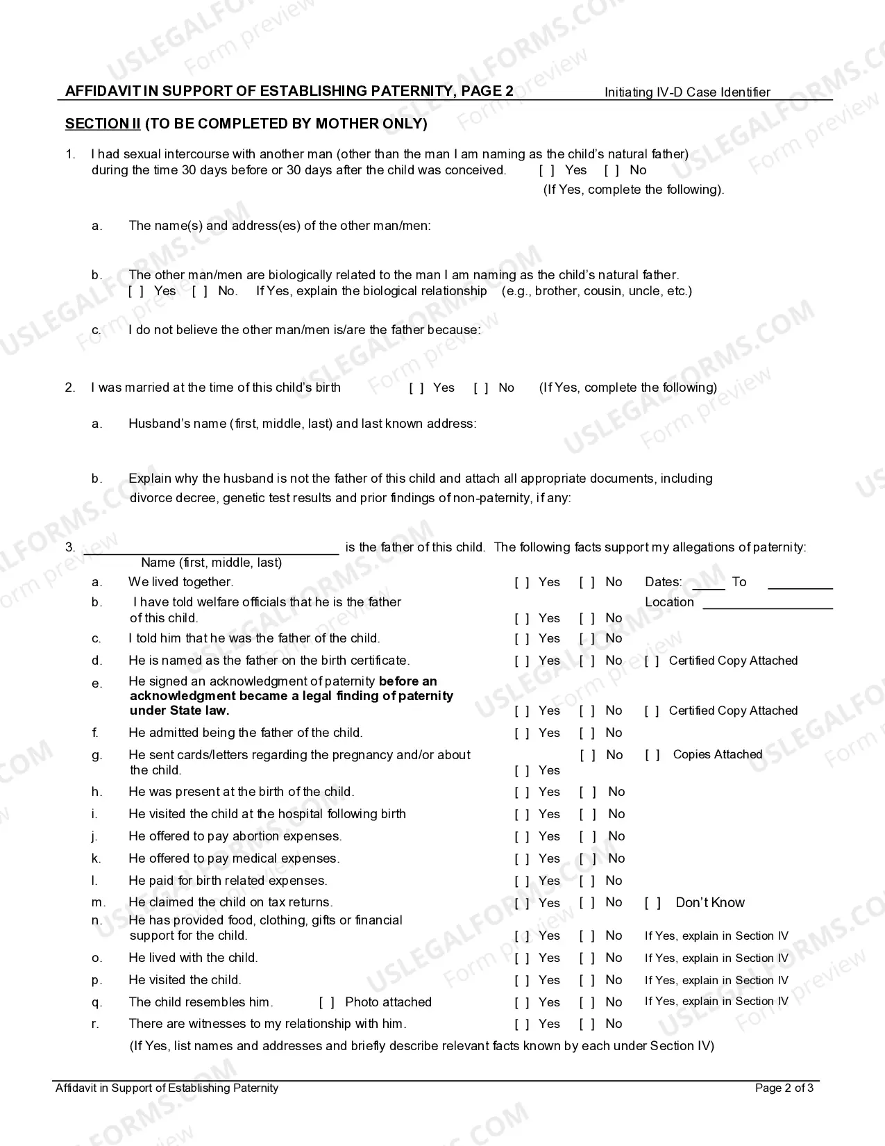Preview Petition to Establish Paternity