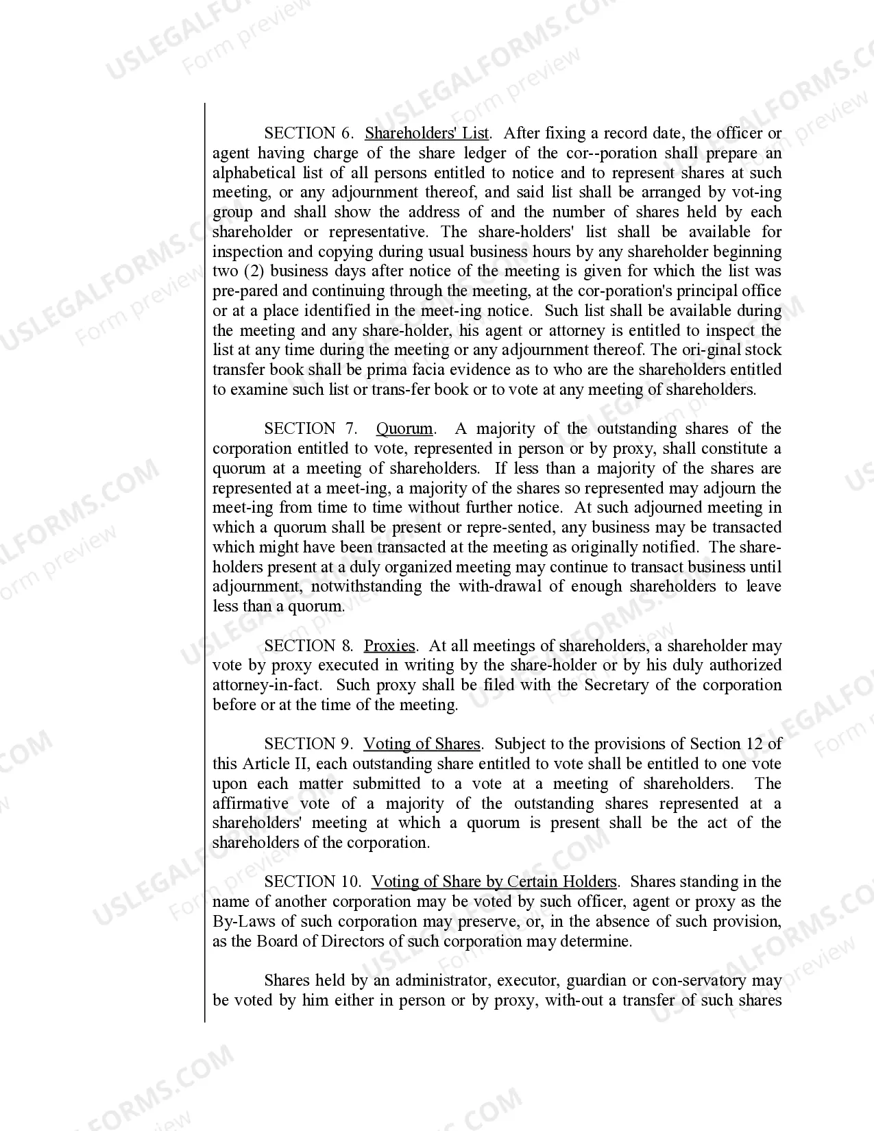 Preview Sample Bylaws for an Alabama Professional Corporation