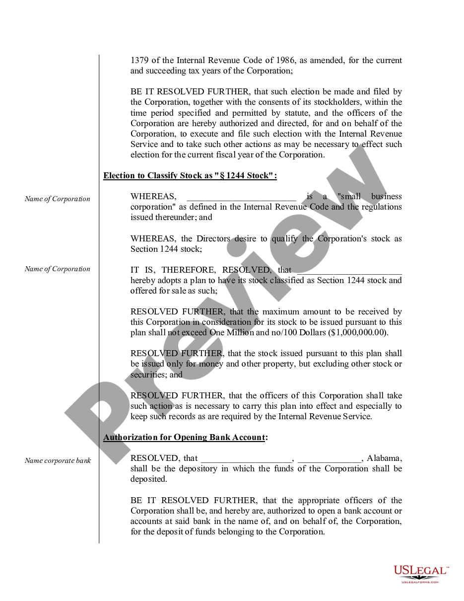 page 5 Sample Organizational Minutes for an Alabama Professional Corporation preview