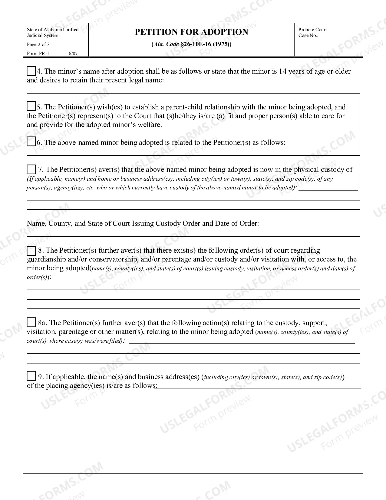 Preview Petition for Minor Adoption