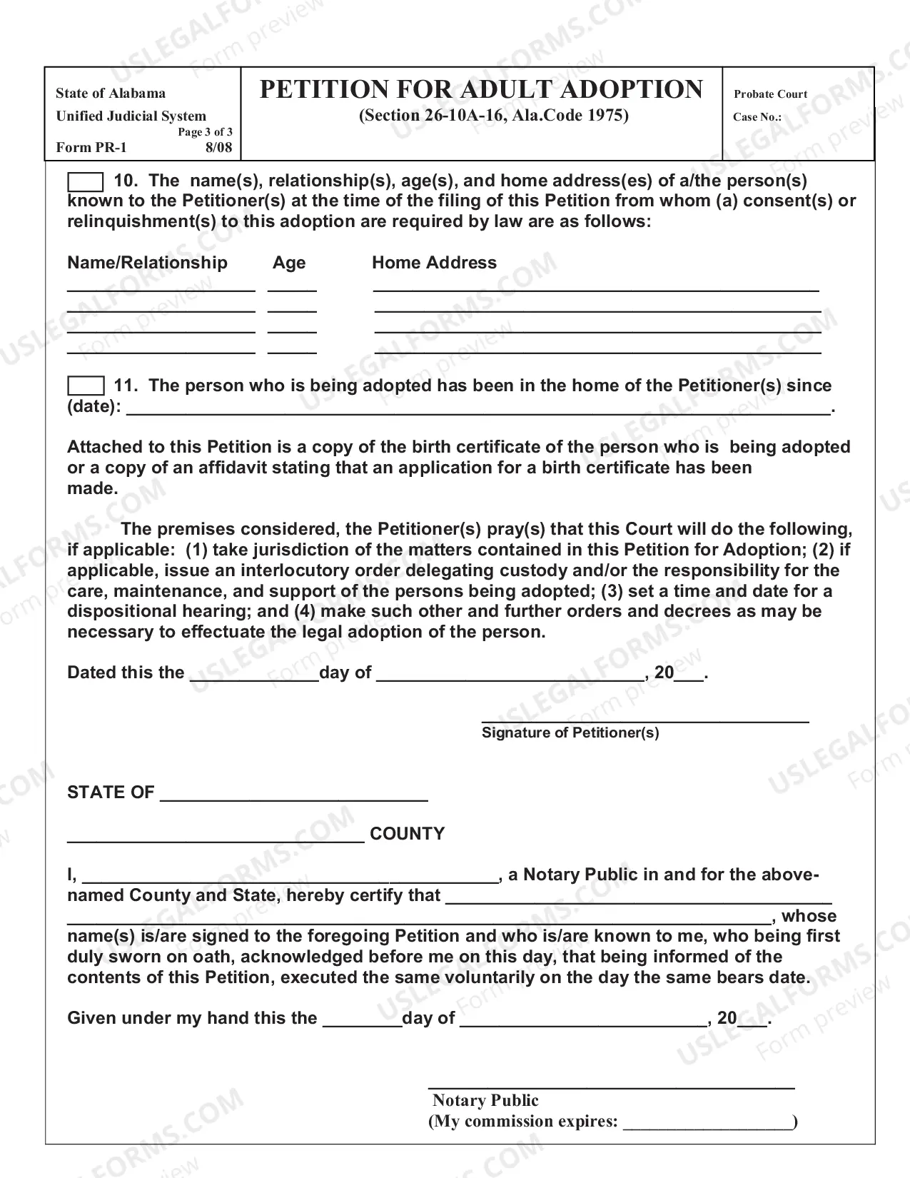 Preview Petition For Adult Adoption