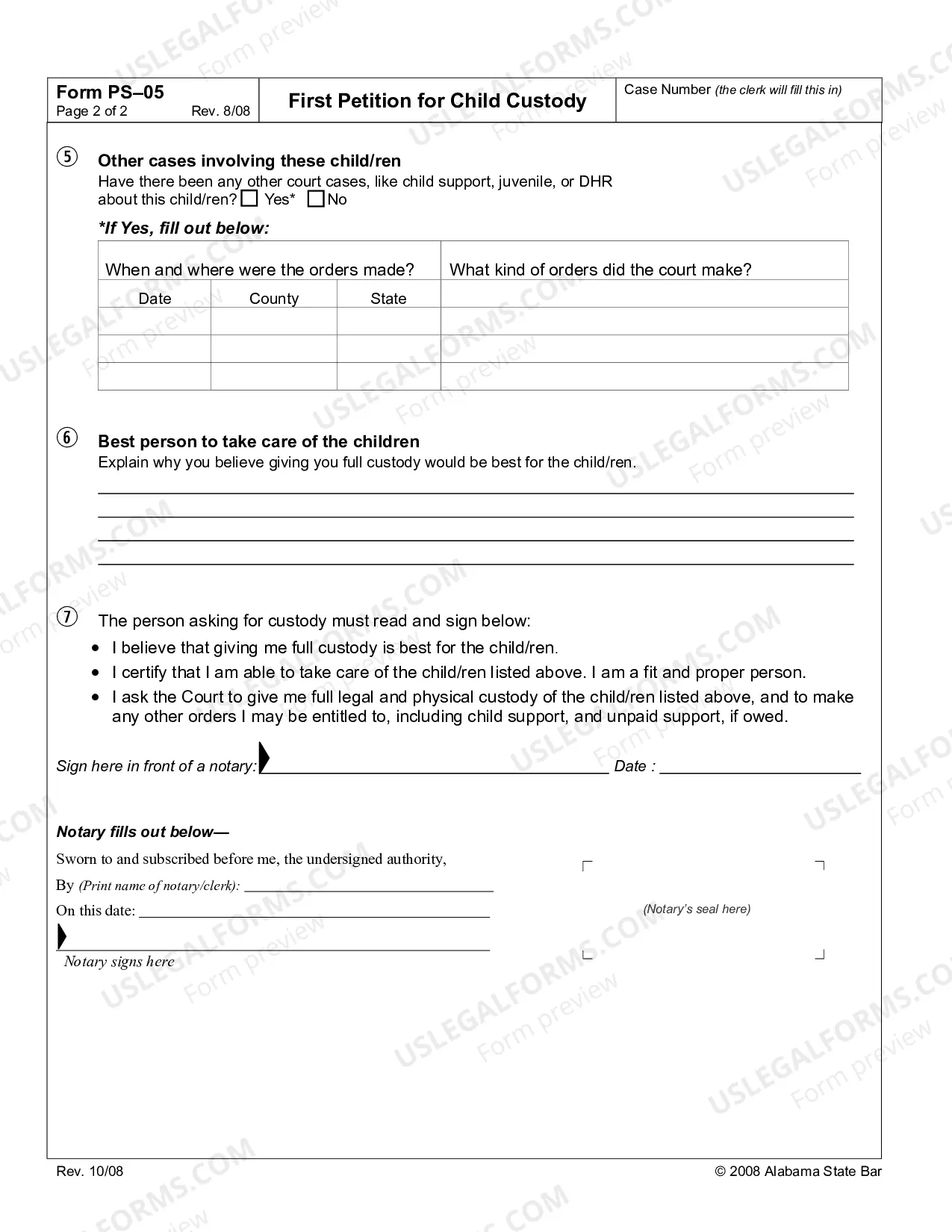 Preview First Petition for Child Custody