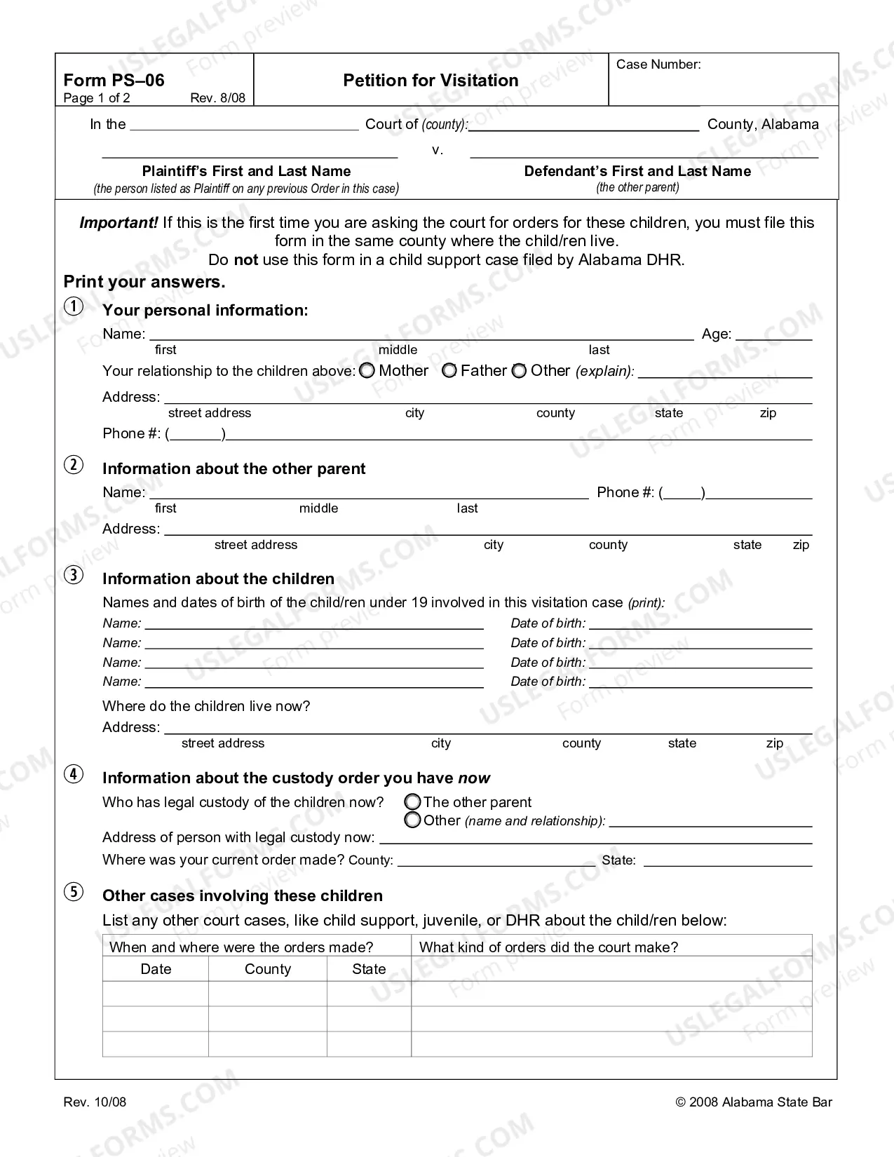 Preview Petition for Visitation
