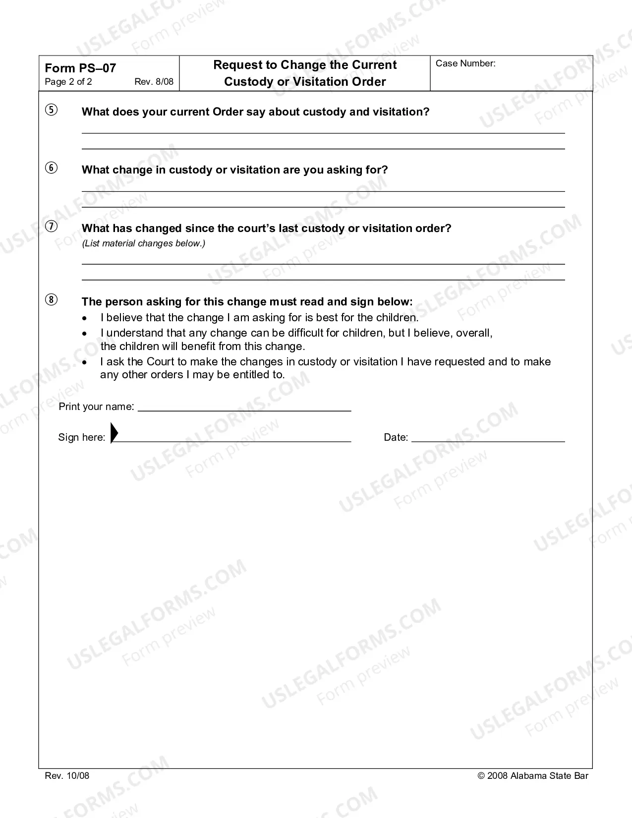 Preview Request to Change the Current Custody or Visitation Order
