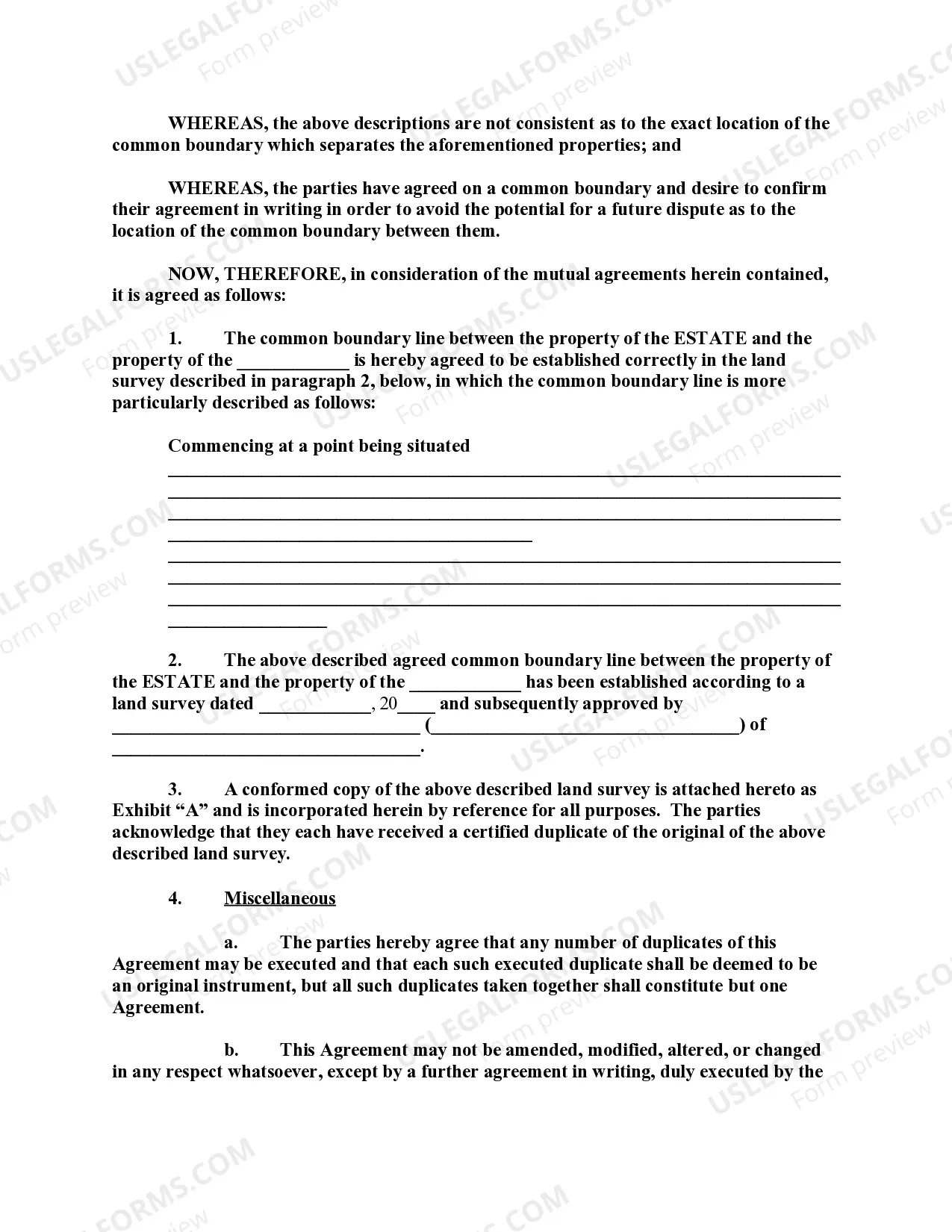 Preview Boundary Line Agreement