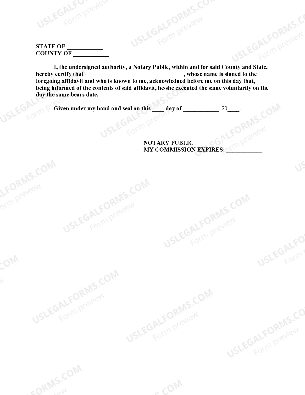 Preview Judgment Affidavit