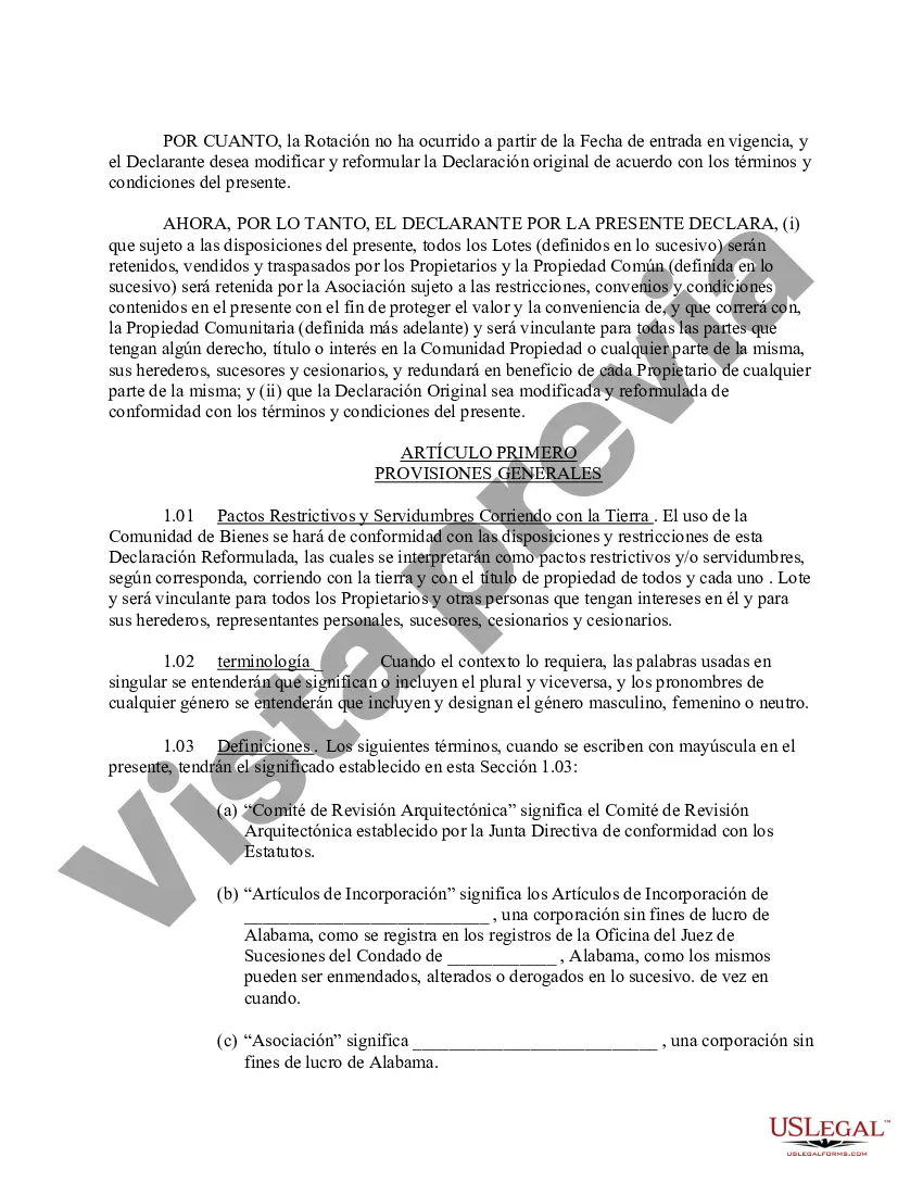 Preview Declaración modificada y reformulada de condiciones, convenios y restricciones de subdivisión