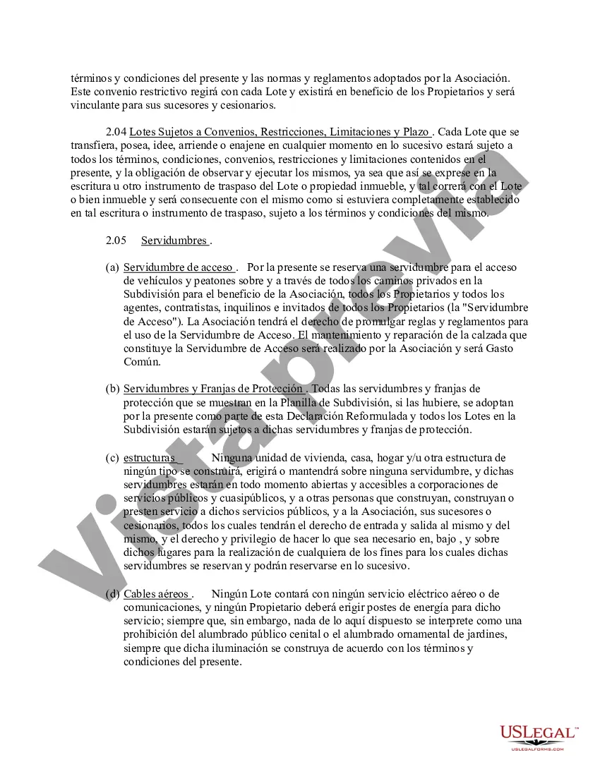 Preview Declaración modificada y reformulada de condiciones, convenios y restricciones de subdivisión