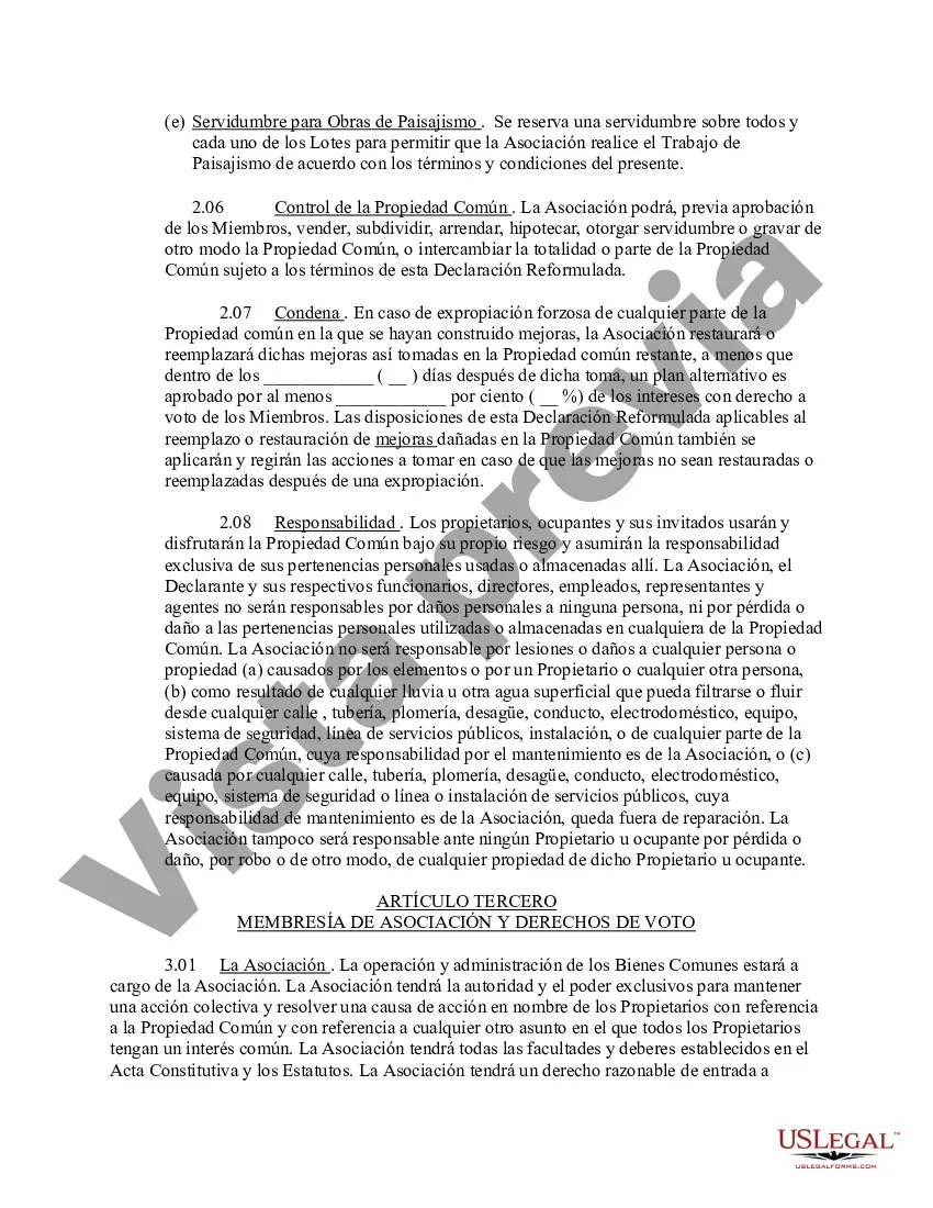 Preview Declaración modificada y reformulada de condiciones, convenios y restricciones de subdivisión
