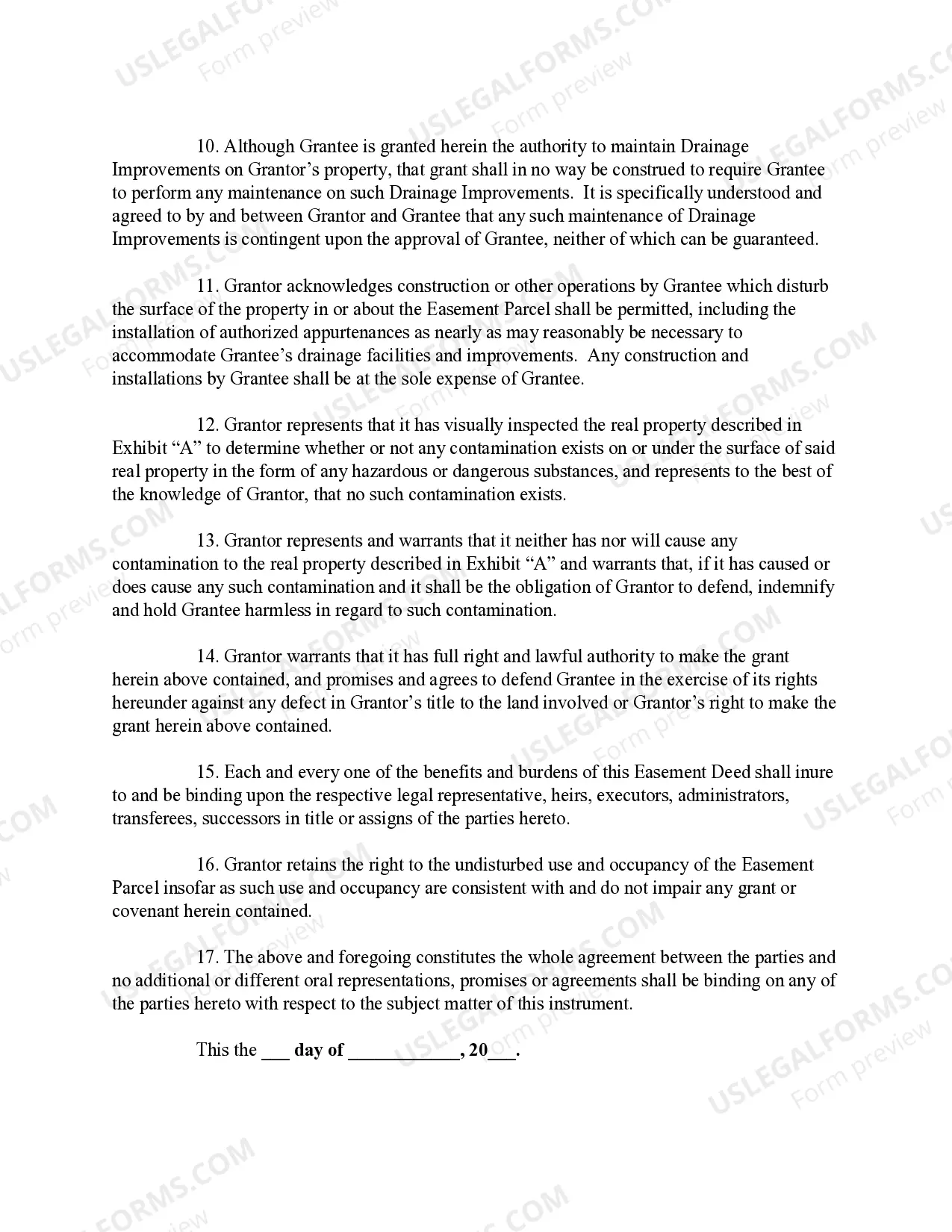 Preview Permanent Drainage Easement