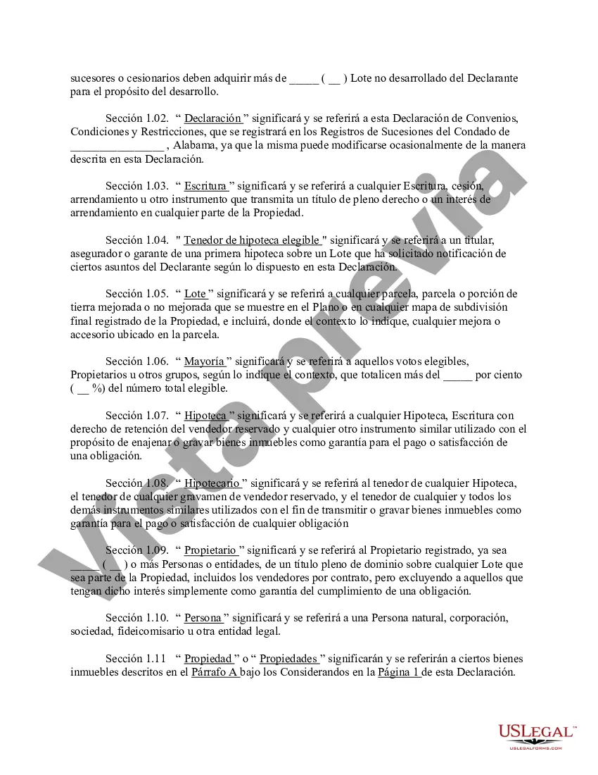 Preview Declaración de Convenios, Condiciones y Restricciones para una Subdivisión