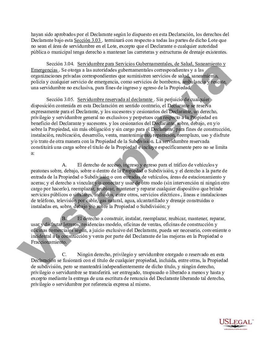 Preview Declaración de Convenios, Condiciones y Restricciones para una Subdivisión