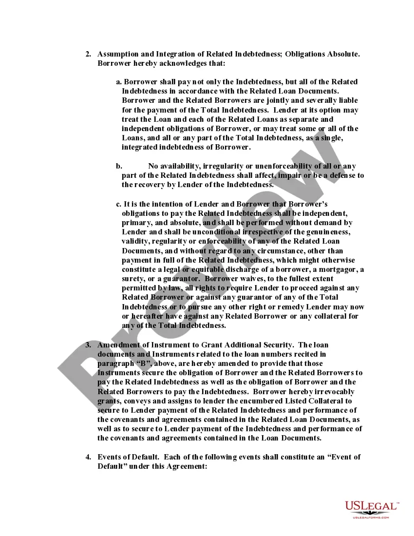 Get Cross-Collateralization Agreement and Amendment to Security Instrument Preview Cross-Collateralization Agreement and Amendment to Security Instrument
